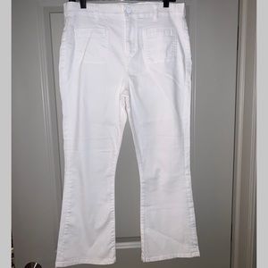 Loft Patch Pocket High Rise Flare Crop Jeans